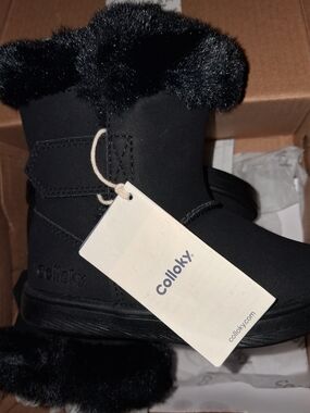 Kids' Black Faux-Fur Winter Boots